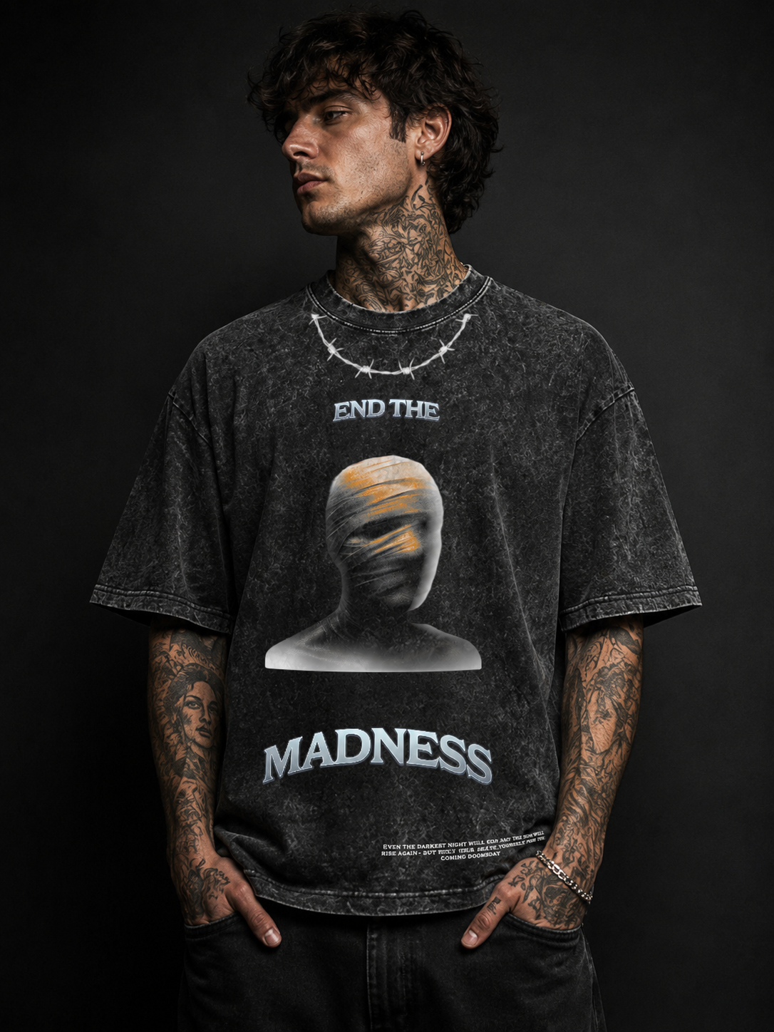 End Madness Oversized Acid Wash T-Shirt